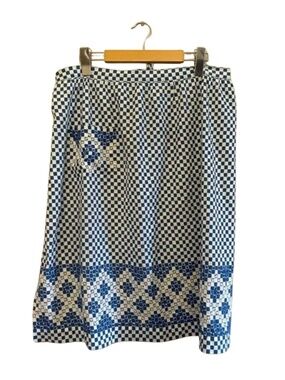 4/$20➡️  Handmade Blue & White Checkered Waist Apron Cross Stitch – Good/Fair